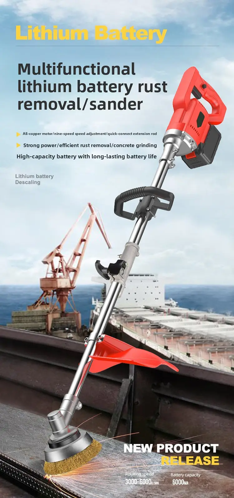 lithium battery Handheld Rust Remover Iron Plate Steel Grinding